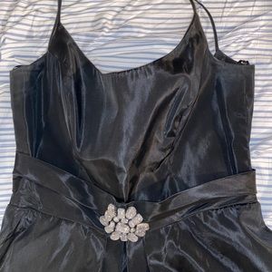 Black chiffon shirt dress with pockets